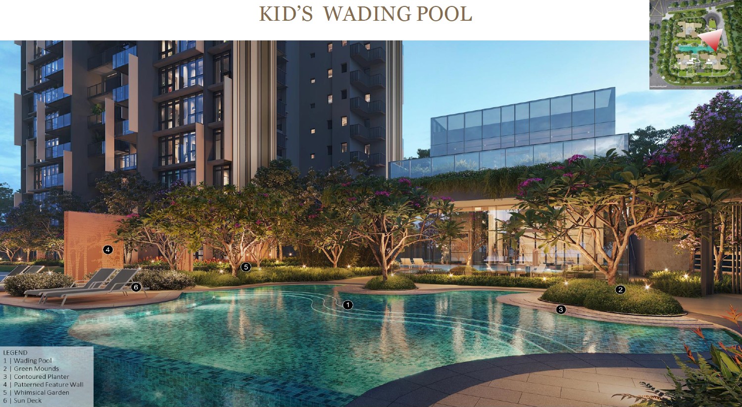 Lentoria Kid's Wading Pool at dusk